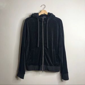 VINCE Velour Black Hoodie with zipper